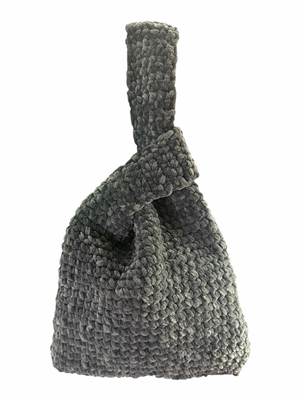 Handmade Multicolor Crochet Knot Bag - Gray Plush NWOT - Picture 3 of 4